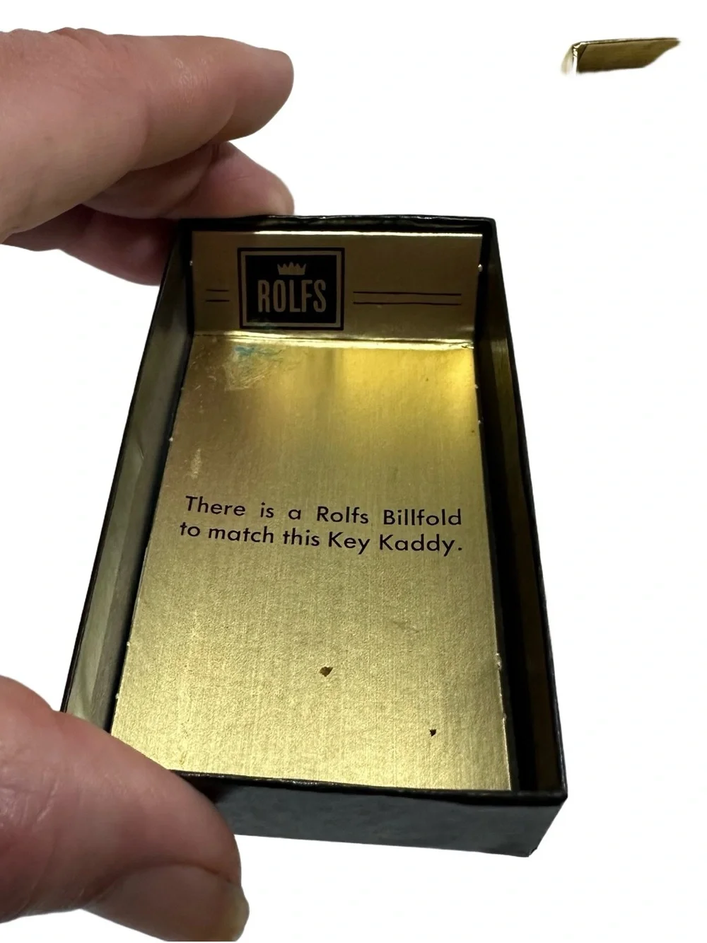 Vtg Rolfs Tan Cowhide Leather Key Kaddy 6 Hook Wallet Holder Case Gold Box NOS
